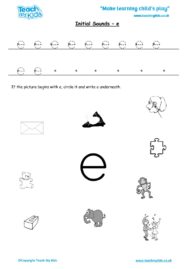 Worksheets for kids - initial sounds-e